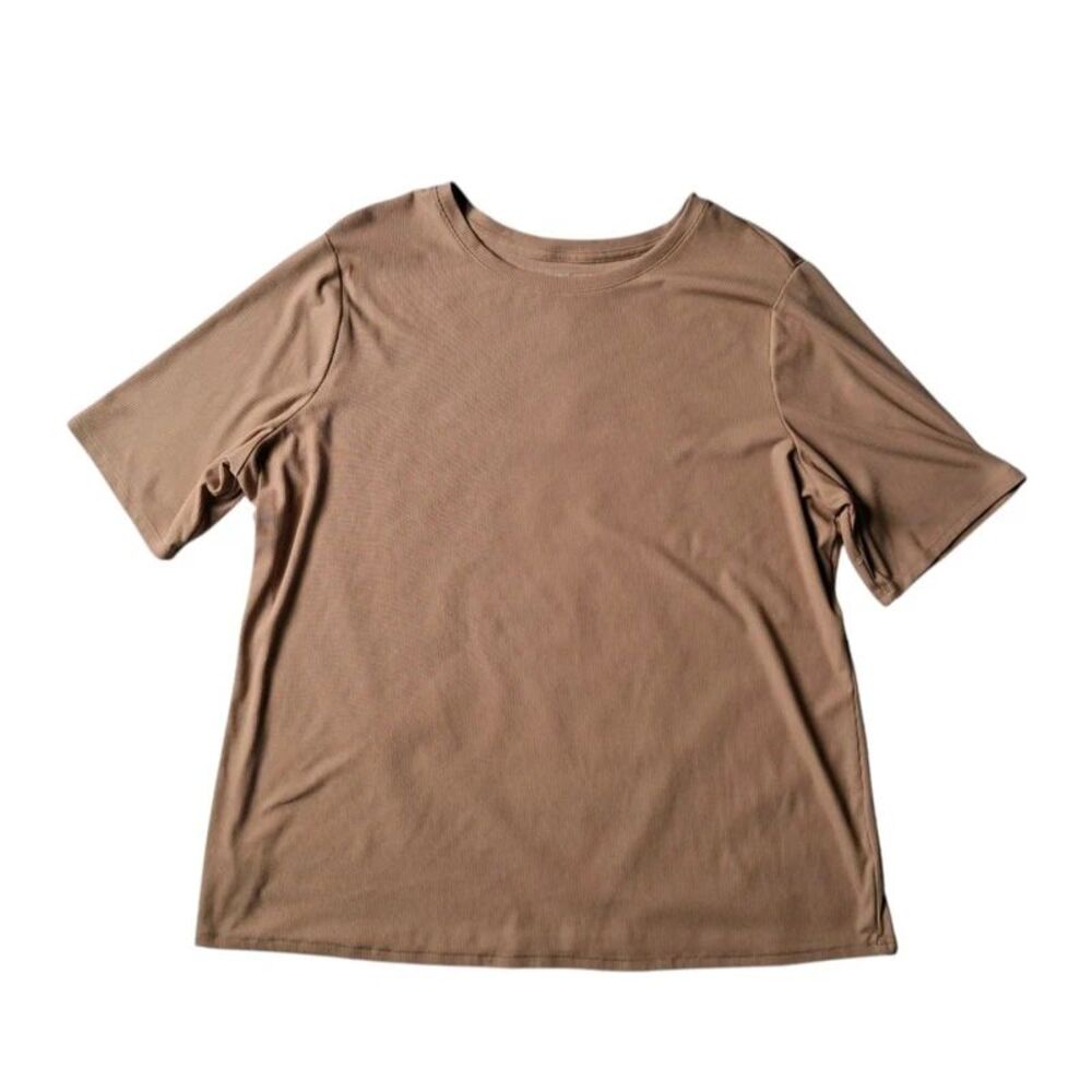 Nine West Soft Spun Coco Hut Short Sleeve Ribbed Plus Size T-Shirt Women's 2X